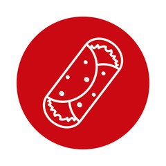 Mexican burrito block style icon vector design