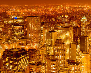 Obraz premium View of New York Manhattan during sunset hours