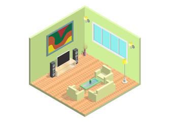 Vector isometric living room icon.