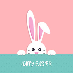 Happy Easter background with bunny in a flat design
