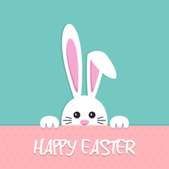 Happy Easter background with bunny in a flat design