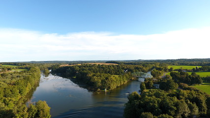Fototapeta na wymiar Aerial view of river fork