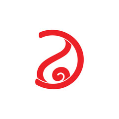 letter d curves spiral logo vector 