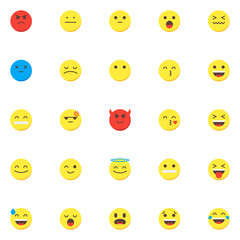 50 Emoji face Icons Flat