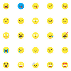 50 Emoji face Icons Flat