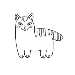 Vector hand drawn doodle sketch cat isolated on white background