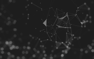 Abstract background. Molecules technology with polygonal shapes, connecting dots and lines. Connection structure. Big data visualization.