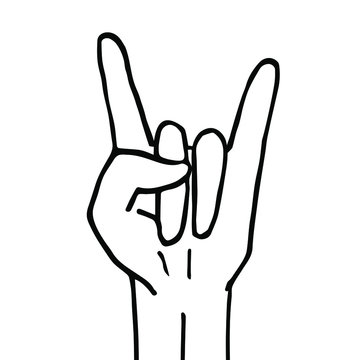 Vector hand drawn doodle sketch rock sign isolated on white background