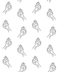 Obraz premium Vector seamless pattern of hand drawn doodle sketch okay sign isolated on white background