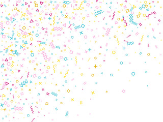 geometric confetti vector background with triangle, circle, square shapes, chevron
