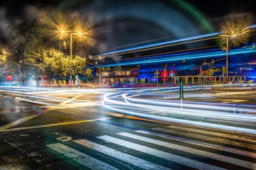 traffic in city at night