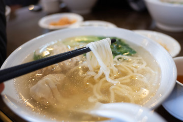 Noodles with pork dumplings, Taiwanese local food