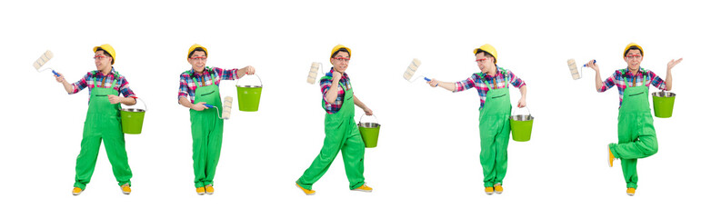 Funny painter isolated on white