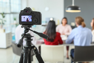 Filming of job interview with applicant in office
