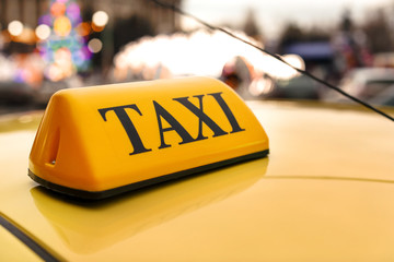 Taxi roof top light, closeup