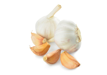 Fresh garlic on white background
