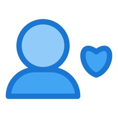 User heart icon in flat style. Social media account with favorite symbol.
