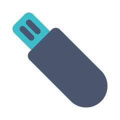USB flash drive icon in flat style. Memory stick, pen drive symbol. Portable mini storage sign. USB stick for perfect web and mobile app design.