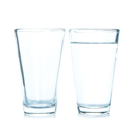 Glasses with fresh water on white background