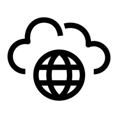 Internet cloud technology icon in line style. Global wireless connectivity sign. Global cloud computing symbol.