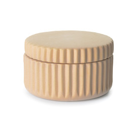 Container for soap on white background