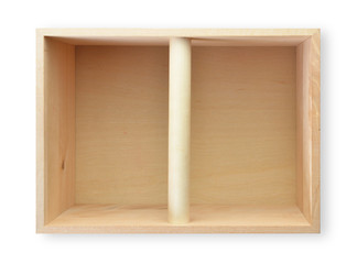 Wooden box on white background