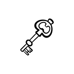 Hand drawn old key. Sketch style of vintage key on white background. Old design illustration. Vector