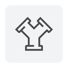 Obraz premium Pipe icon and flange fitting for pipeline connection with valve and other pipe. For transportation liquid or gas i.e.crude, oil, natural gas, sewage, wastewater. Also for plumbing and irrigation.