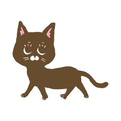 こちらを見ながら歩いている黒猫