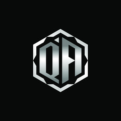 Initial Letters QA Hexagon Logo Design
