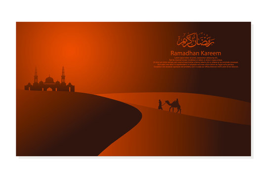 Ramadhan kareem with arabic calligraphy - greeting cards - background - vector illustration 3