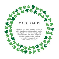 Botanical flat frame with text space. Saint Patrick's day holiday greeting card.