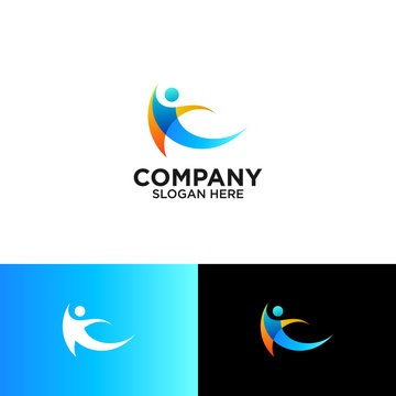 Colorful people for sport or dance logo design