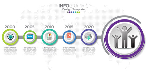 Timeline infographics template with arrows, flowchart, workflow or process infographics, vector eps10 illustration