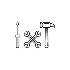 Tool collection icon line art flat design vector