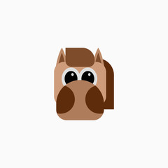 Vector Flat horse's face isolated. Cartoon style illustration. Animal's head logo. Object for web, poster, banner, print design. Advertisement decoration element