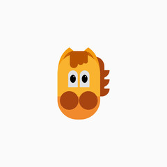 Vector Flat horse's face isolated. Cartoon style illustration. Animal's head logo. Object for web, poster, banner, print design. Advertisement decoration element