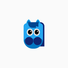 Vector Flat horse's face isolated. Cartoon style illustration. Animal's head logo. Object for web, poster, banner, print design. Advertisement decoration element