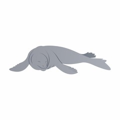 Illustration of Seals Are Lazy Cartoon, Cute Funny Character, Flat Design