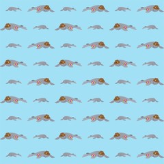 Seal is Lazy and There is a Ball Beside Him Cute Illustration, Cartoon Funny Character, Pattern Wallpaper