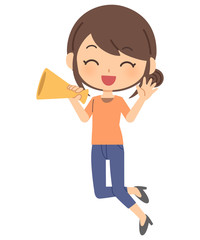 応援をする主婦