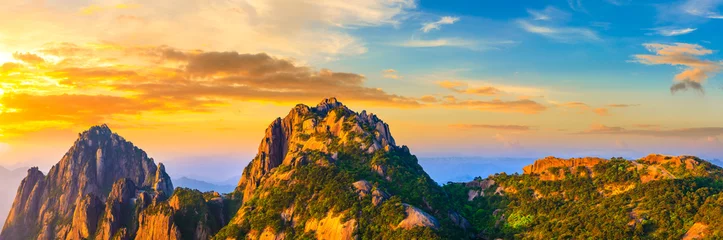 Door stickers Huangshan Beautiful Huangshan mountains landscape at sunrise in China.