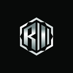 Initial Letters RI Hexagon Logo Design