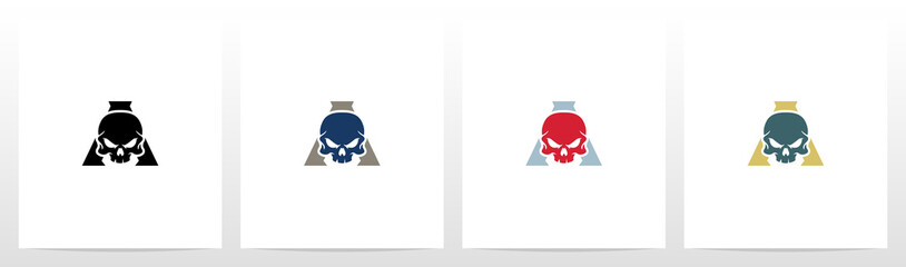  Skull On Letter Logo Design A