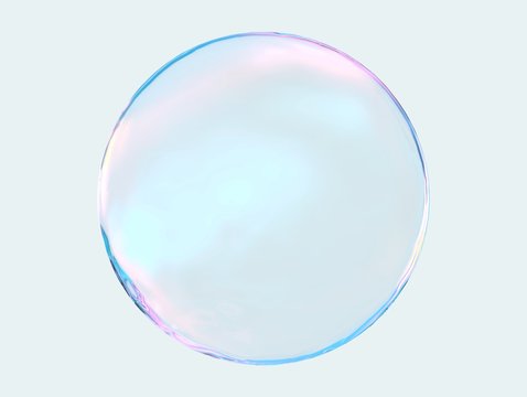 3d crystal ball pink blue gradient colors  isolated on white background. Abstract bubble glossy pastel 3d geometric shape object illustration render. 