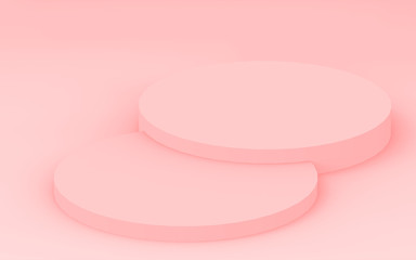 3d pink cylinder podium minimal studio background. Abstract 3d geometric shape object illustration render. Display for valentine product.