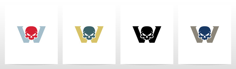  Skull On Letter Logo Design W