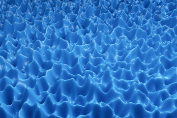 3D render abstract background. Blue liquid texture. Wave or curved surface.