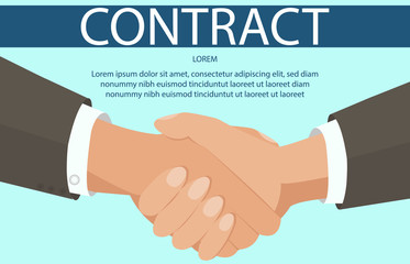 Cooperation, Teamwork Flat Banner Vector Template. Business Partners Handshake Illustration with Text Space. Successful Negotiation, Corporate Relationship Establishment. Professional Partnership