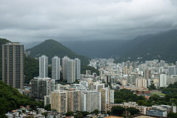 View of Brazilian Favela in Rio de Janeiro on a cloudy day.